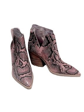 Vince Camuto Women’s Leather Snakeprint Gigietta Pink Brown Black Ankle Bootie 8
